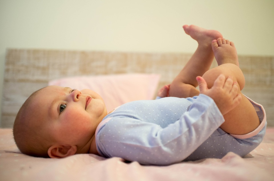 Baby lying on a blanket